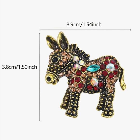 🩵 NEW Sparkling crystal embellished colorful donkey brooch 🩵 - Picture 4 of 6